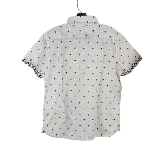 Denim & Flower Ricky Singh White Blue Palm Trees Button Down Szs Med, Lg - Picture 11 of 11